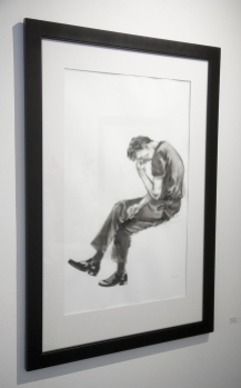 Adrian Rodriguez, "Seated Figure", Sumi ink on paper